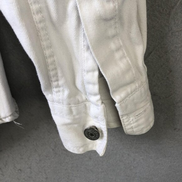 Vintage Levis Shirt Mens Small White Denim Button Front Western Workwear 90s - Picture 12 of 16